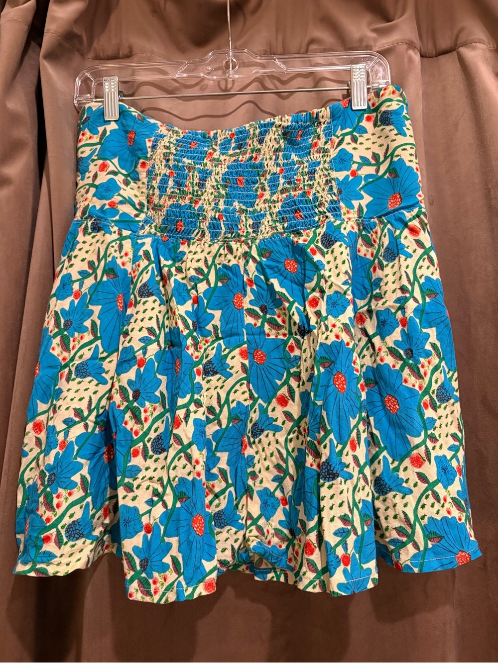 Natural Life Boho Floral Mini Skirt Smocked Waist Size Large